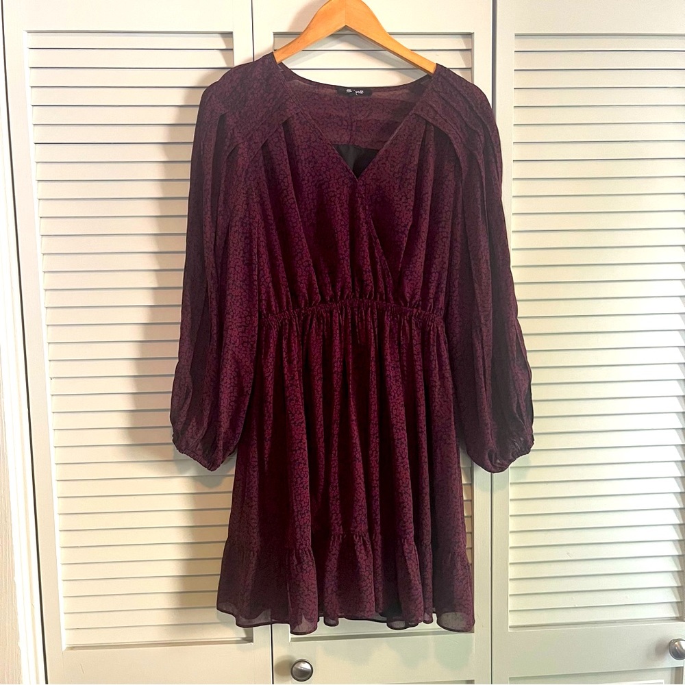 Madewell dress, size Medium, dark red floral print